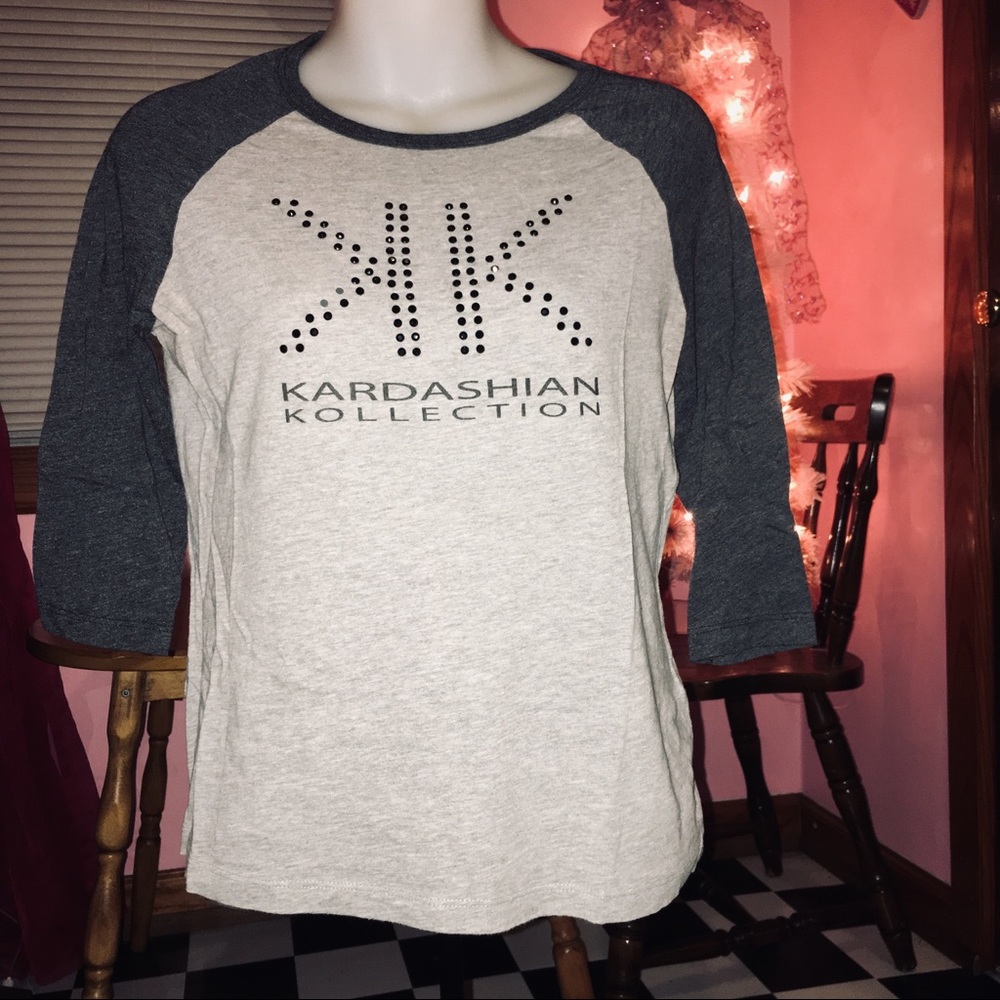 LIKE NEW Kardashian Kollection Baseball Raglan Top